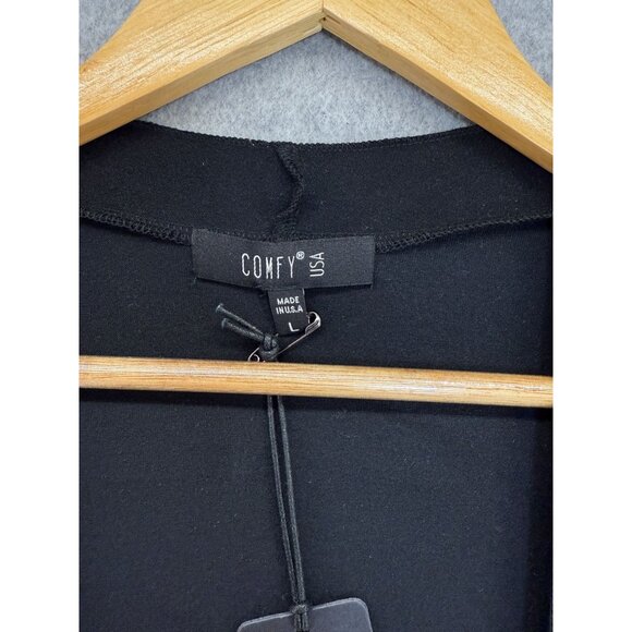 Comfy USA Womens Large Black Open Front Sophia Cardigan Crop Modal Blend NWT - Picture 3 of 9